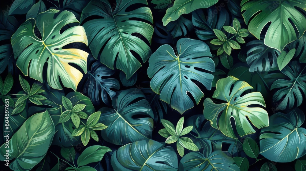 A large group of tropical leaves are shown in this image, AI A large group of tropical leaves are shown in this image, AI