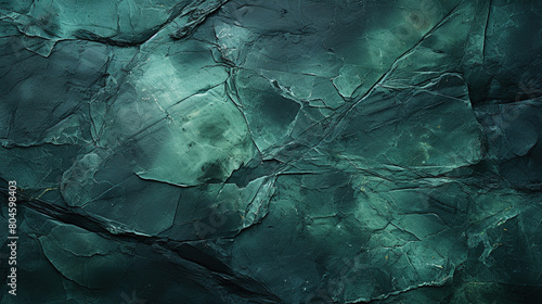 Painted Elegant Dark Green Colors With Marbled Stone or Rock Wall Texture Background