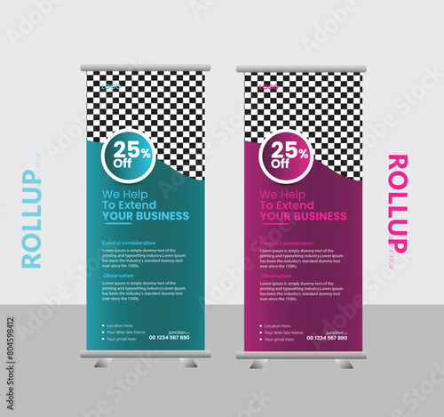 Creative Roll up banner design template.