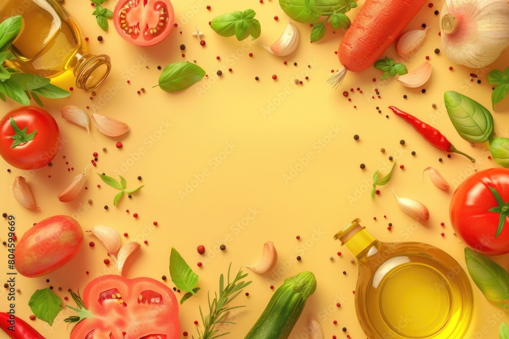 Fresh assortment of vegetables and spices, ideal for food and cooking concepts Fresh assortment of vegetables and spices, ideal for food and cooking concepts