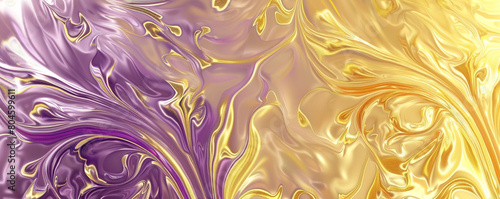 soft swirling patterns of gilded lemon and plum, ideal for an elegant abstract background photo