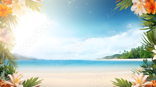 Summer landscape background for zoom theme Blank Beach Party Background Images