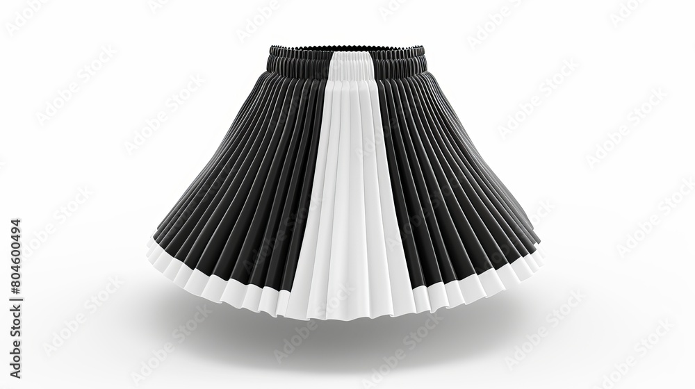 3D rendering of a blank black and white mini skirt mockup, showcasing a front view. It's a clear textile template for summer wear, perfect for female fashion. 3D rendering of a blank black and white mini skirt mockup, showcasing a front view. It's a clear textile template for summer wear, perfect for female fashion.