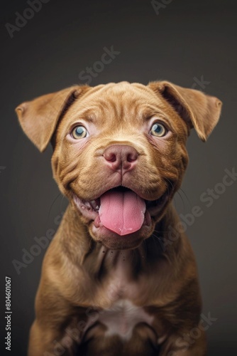 Playful brown dog sticking out tongue, perfect for pet-related designs