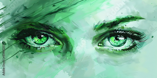 Jealousy (Green): A pair of eyes looking sideways, symbolizing envy and covetousness. photo