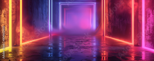 Studio abstract background, featuring neon glow
