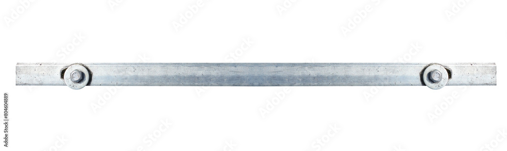 Used stainless steel metal strip, assembly using screw-in screws - on isolated transparent background. Used stainless steel metal strip, assembly using screw-in screws - on isolated transparent background.
