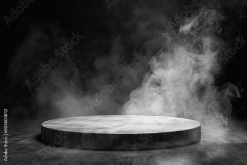 A black and white photo of a round table, suitable for various design projects
