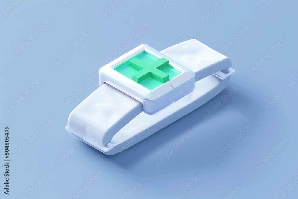 Fototapeta premium Close-up shot of a device on a blue surface, suitable for technology concepts