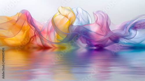 A colorful piece of fabric is floating on the water