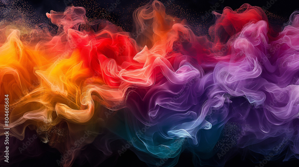 A colorful, swirling smoke trail with a rainbow of colors A colorful, swirling smoke trail with a rainbow of colors
