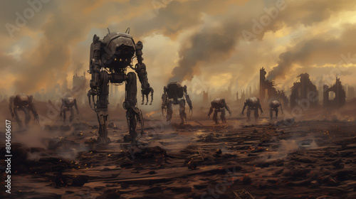 Squad of Robots Crosses Desert photo