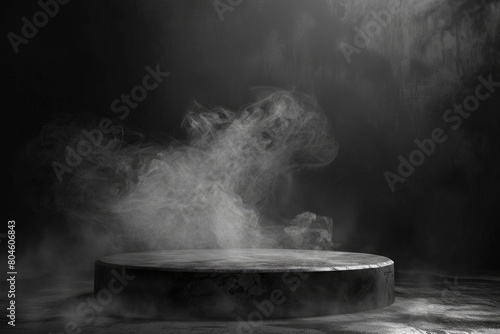 Black and white image of smoke emerging from a hot tub. Suitable for spa or relaxation concepts photo