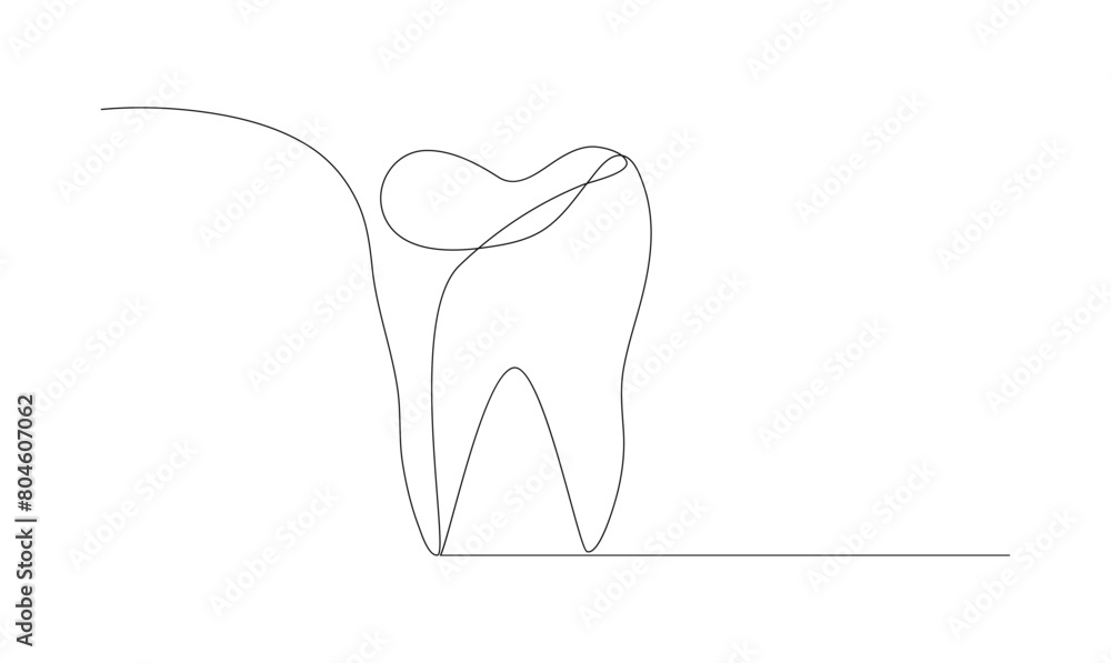 Vector continuous one simple single abstract line drawing of tooth dental clinic and care concept Vector continuous one simple single abstract line drawing of tooth dental clinic and care concept