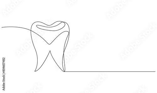 Vector continuous one simple single abstract line drawing of  tooth dental clinic and care concept