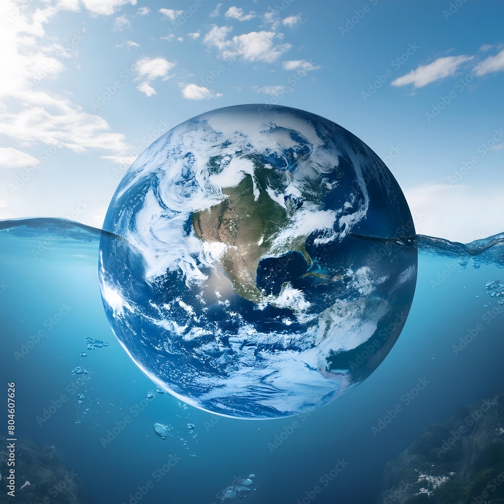Fototapeta premium Planet earth in the ocean