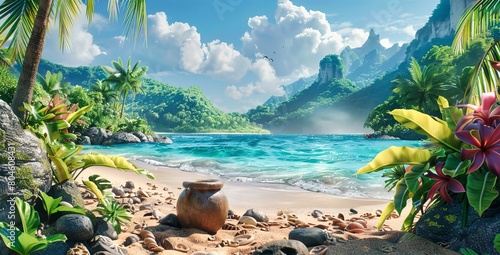 Pristine Beach at Anse Royale, Lush Greenery and Crystal Clear Waters, Idyllic Vacation, Seychelles photo