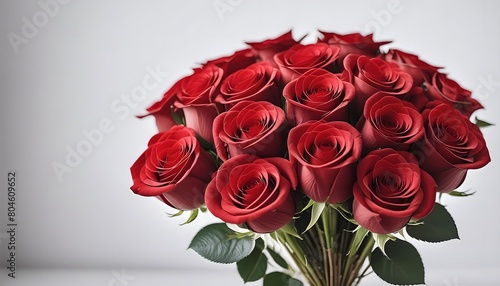 Bouquet of red roses in a white background