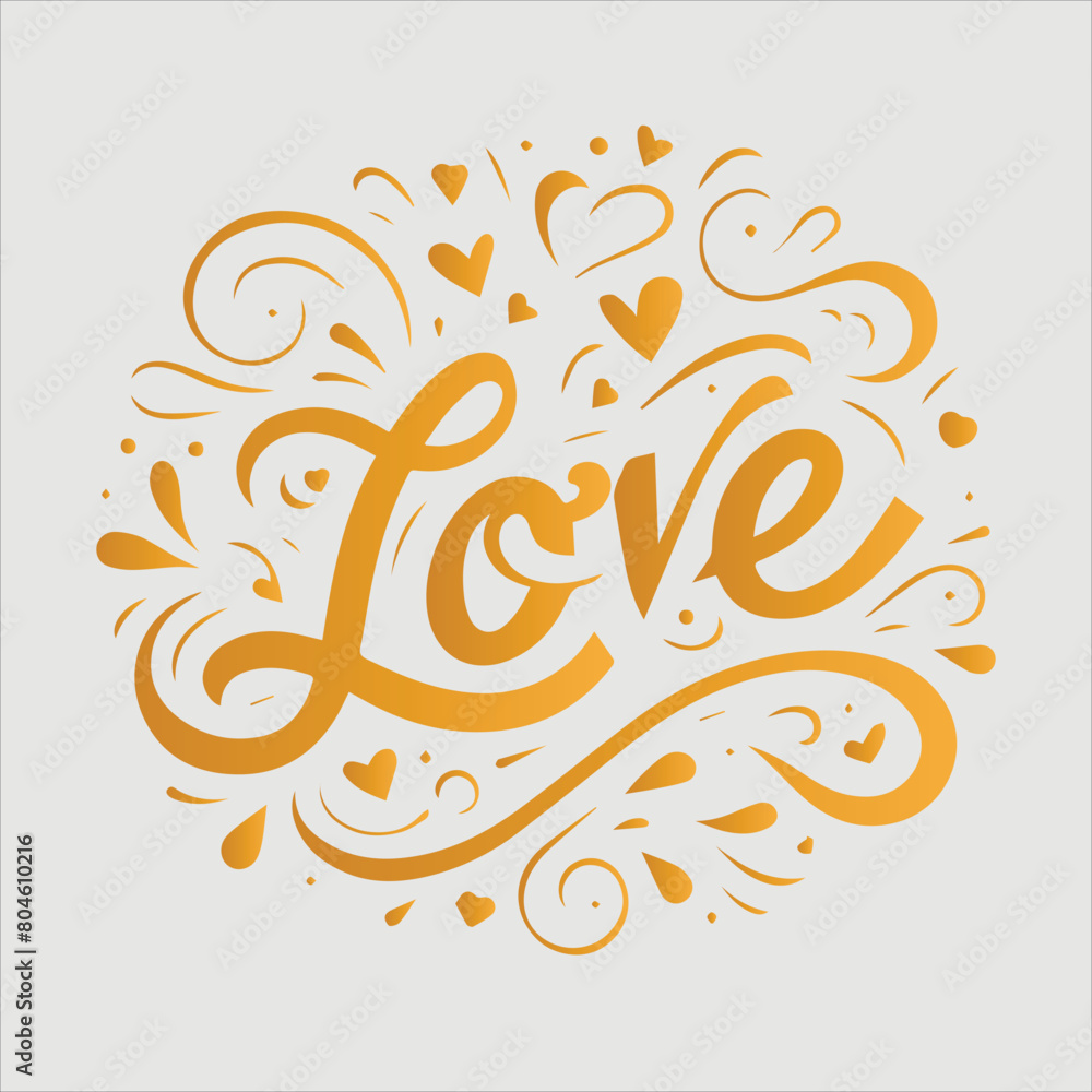 Fototapeta premium Golden color love typography vector design