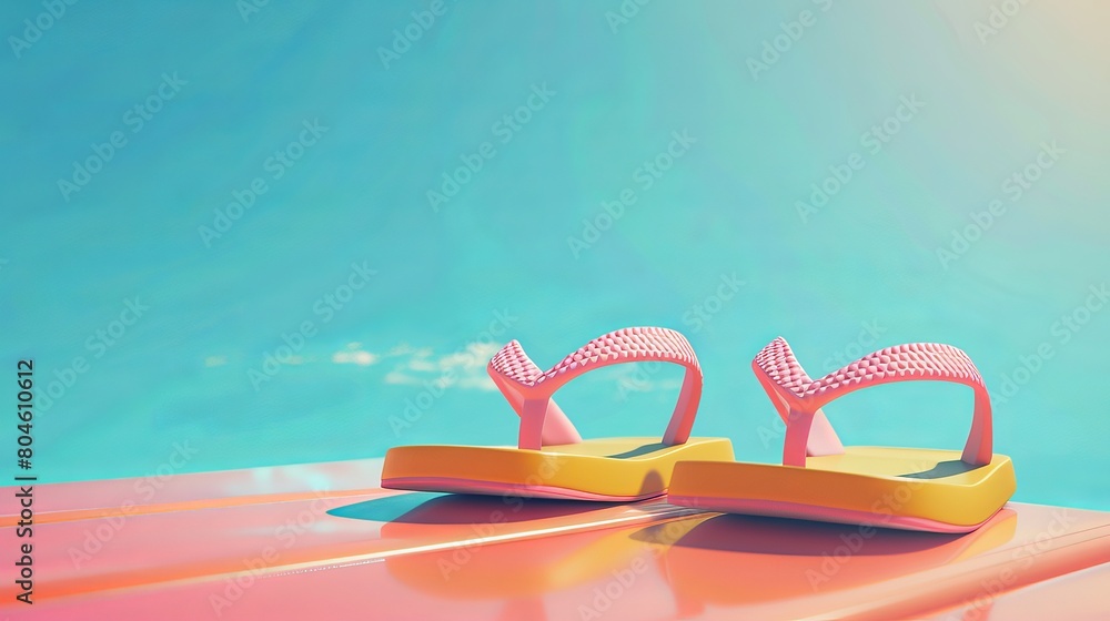 Vector illustration of 3D summer beach flip flops sandals, representing ...