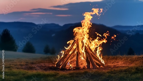 Bonfire at night. Summer solstice celebration. photo