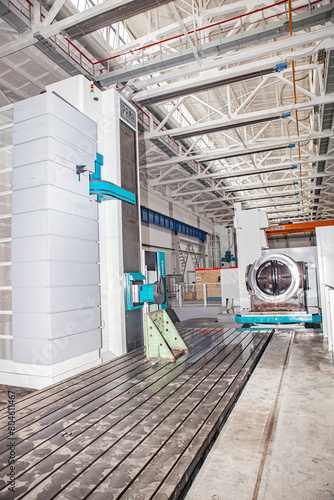 the factory interior , a modern light metalworking hangar warehouse with equipment © de Art