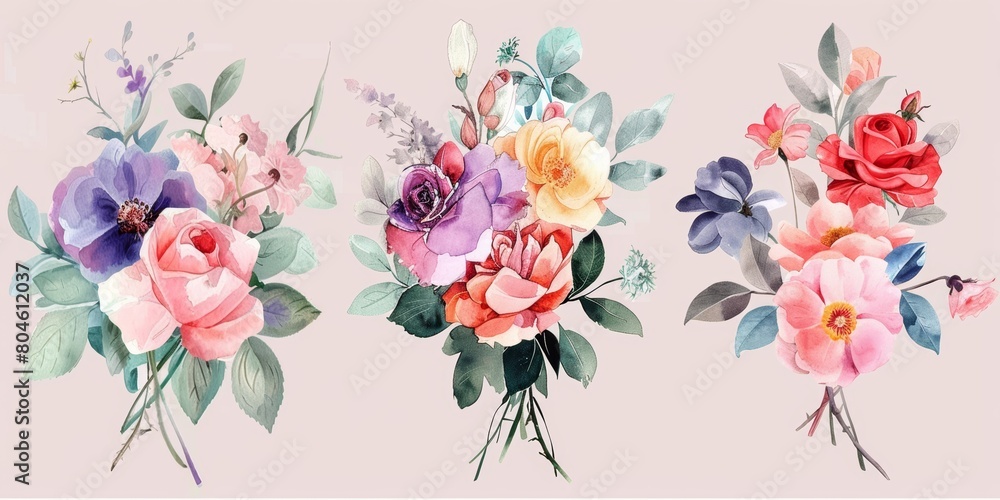 Romantic Floral Bouquet Compositions for Notebook Covers Generative AI