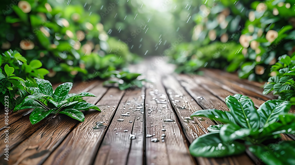 Raindrops on Green Leaves, Wet Spring Day, Closeup of Natures Texture and Freshness, Outdoor Environment Raindrops on Green Leaves, Wet Spring Day, Closeup of Natures Texture and Freshness, Outdoor Environment