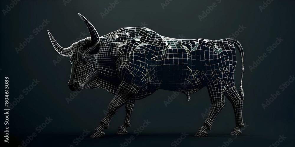 Bull statue representing bull trading concept in stock market, Trading Titans Harnessing the Power of the Bull