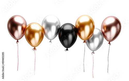 Polished Chrome Balloons Shine Isolated On Transparent Background PNG.
