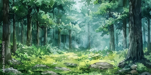 Whimsical Woodland Forest Background Generative AI