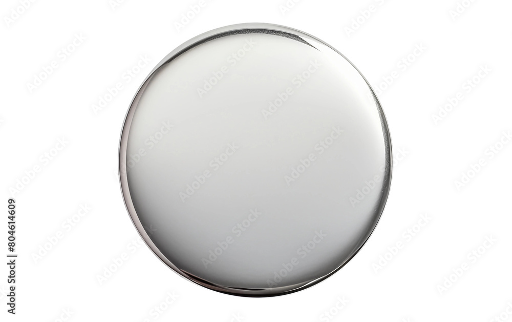 Glossy Metal Pin Badge Isolated On Transparent Background PNG.