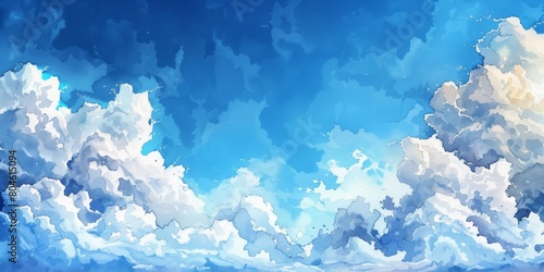 Serenity Now: Calming Blue Sky with White Clouds Generative AI