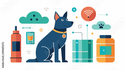 An AIdriven scent training kit that helps pet owners train their pets to recognize certain scents for search and rescue or tracking purposes.. Vector illustration