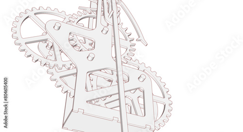 clock mechanism sketch 3d illustration © Svjatoslav