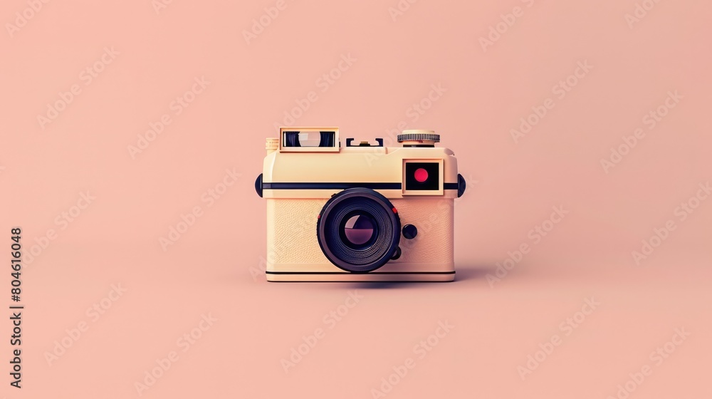 Vintage analog camera with clean lines and retro color palette, symbolizing the nostalgia, snapshots from the 80s