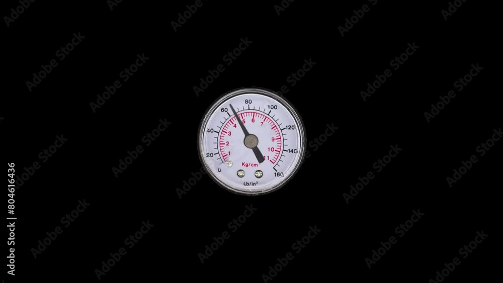 Radial pressure gauge manometer, indicating needle movement Radial pressure gauge manometer, indicating needle movement
