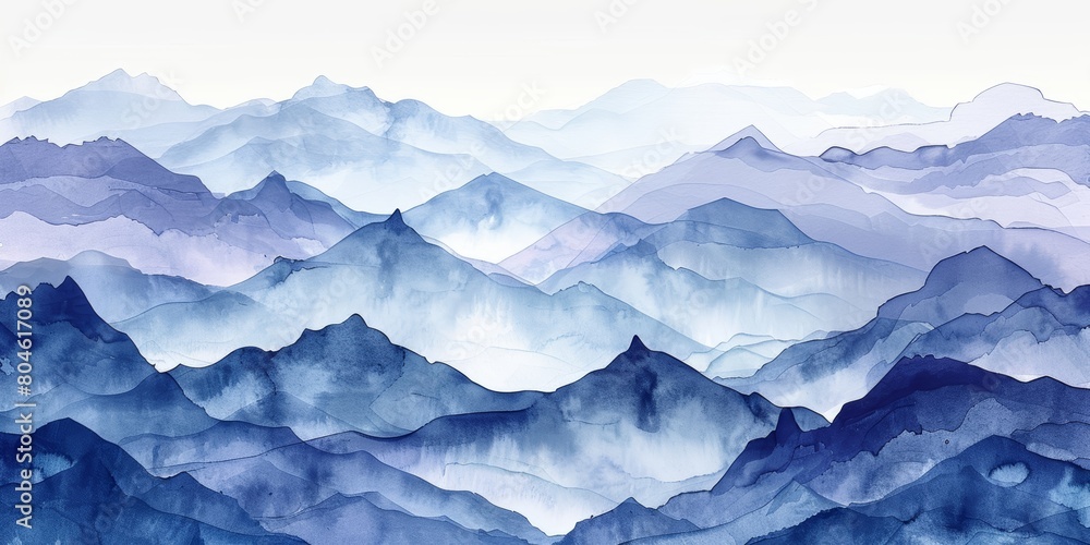 Mountain Range Silhouettes in Graphic Style Generative AI