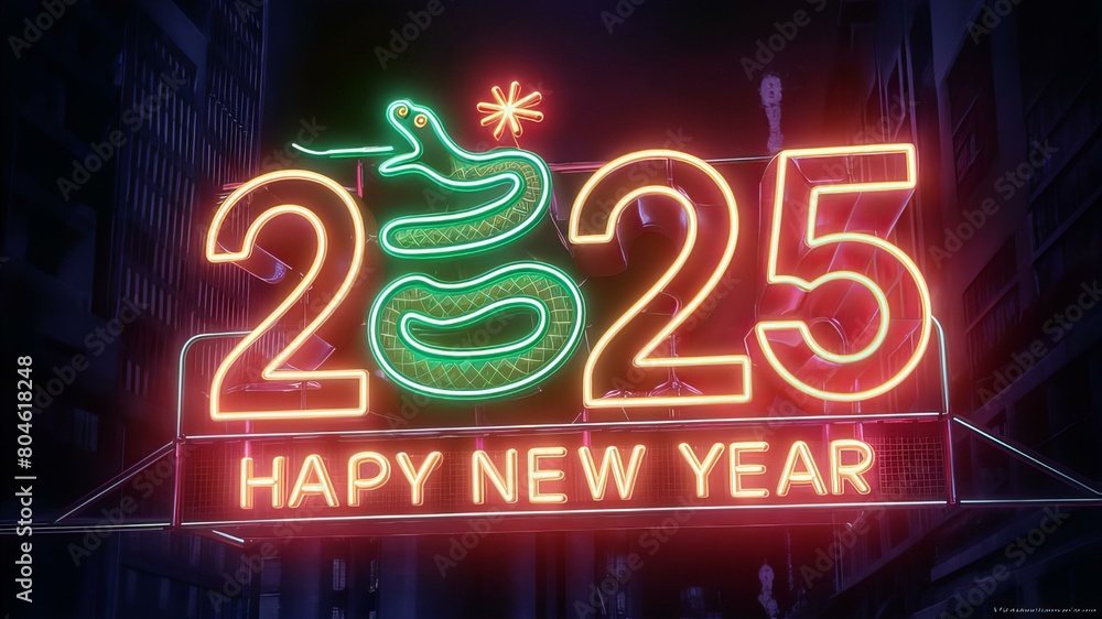 Neon sign with a snake and figure 2025 Neon sign with a snake and figure 2025