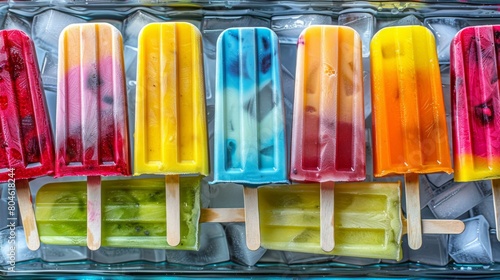 A tray of colorful ice cube popsicles, a fun and flavorful way to beat the heat."
