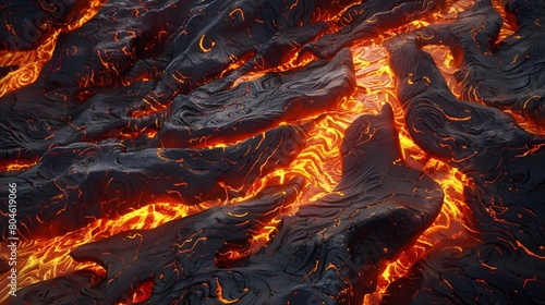 Molten lava volcano on rock