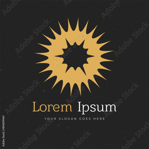 Thorns circle crown of thorns logo design. Icon vector illustration isolated on dark background