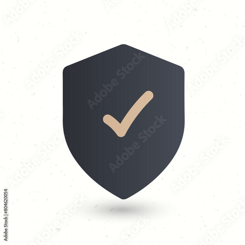 Shield with a checkmark in the middle. Privacy security Protection icon concept. Stock vector illustration isolated on white background.