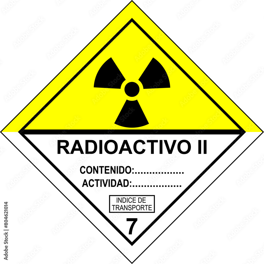 radiactivo 7-2, adr7, radiación, firmar, radiactivo, contenido ...