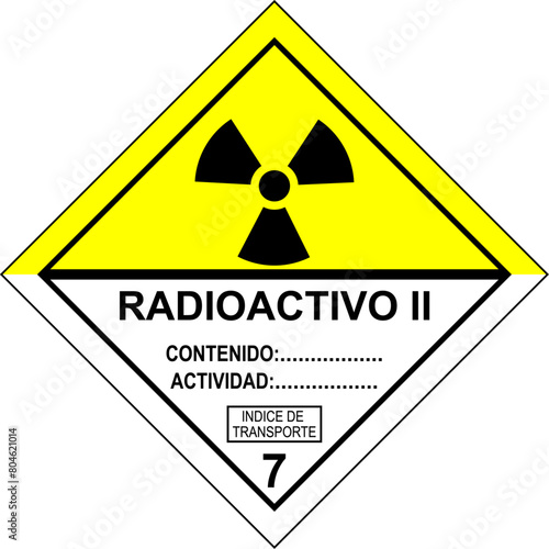 radiactivo 7-2, adr7, radiación, firmar, radiactivo, contenido radiactivo, material radiactivo, nuclear, peligro, advertencia, símbolo, icono, azar, 2, atómica, radioactividad, ilustración, átomos