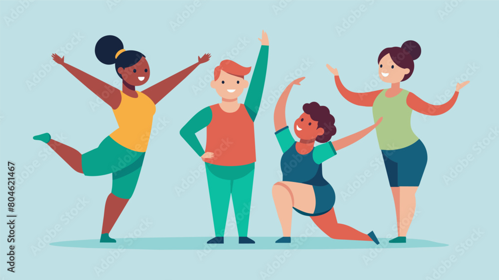 A gymnastics team where individuals with Down syndrome are able to perform impressive routines alongside their typically developing teammates.. Vector illustration A gymnastics team where individuals with Down syndrome are able to perform impressive routines alongside their typically developing teammates.. Vector illustration