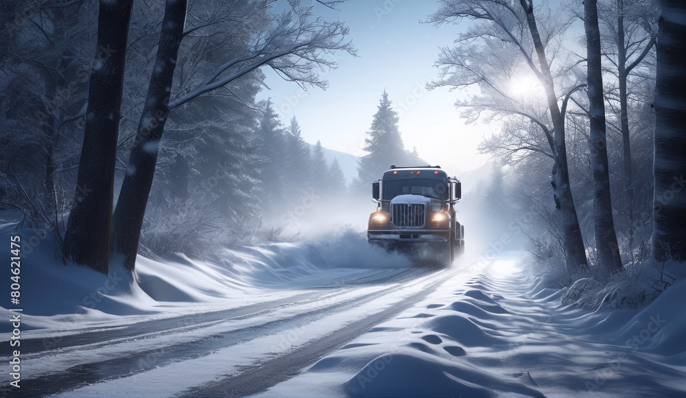 The landscape of the road stretching into the distance. The American highway. The wilderness, a rural country road. The empty road of dreams. Winter snow background landscape truck The landscape of the road stretching into the distance. The American highway. The wilderness, a rural country road. The empty road of dreams. Winter snow background landscape truck