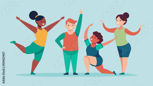 A gymnastics team where individuals with Down syndrome are able to perform impressive routines alongside their typically developing teammates.. Vector illustration photo