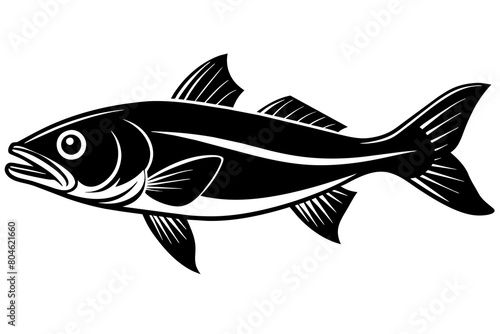 Common snook fish vector silhouette illustration isolated on a white background  photo
