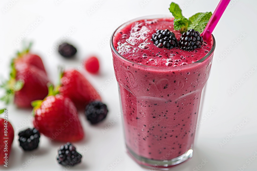 Single Glass Smoothie in Isolation on White Background. Single Glass Smoothie in Isolation on White Background.
